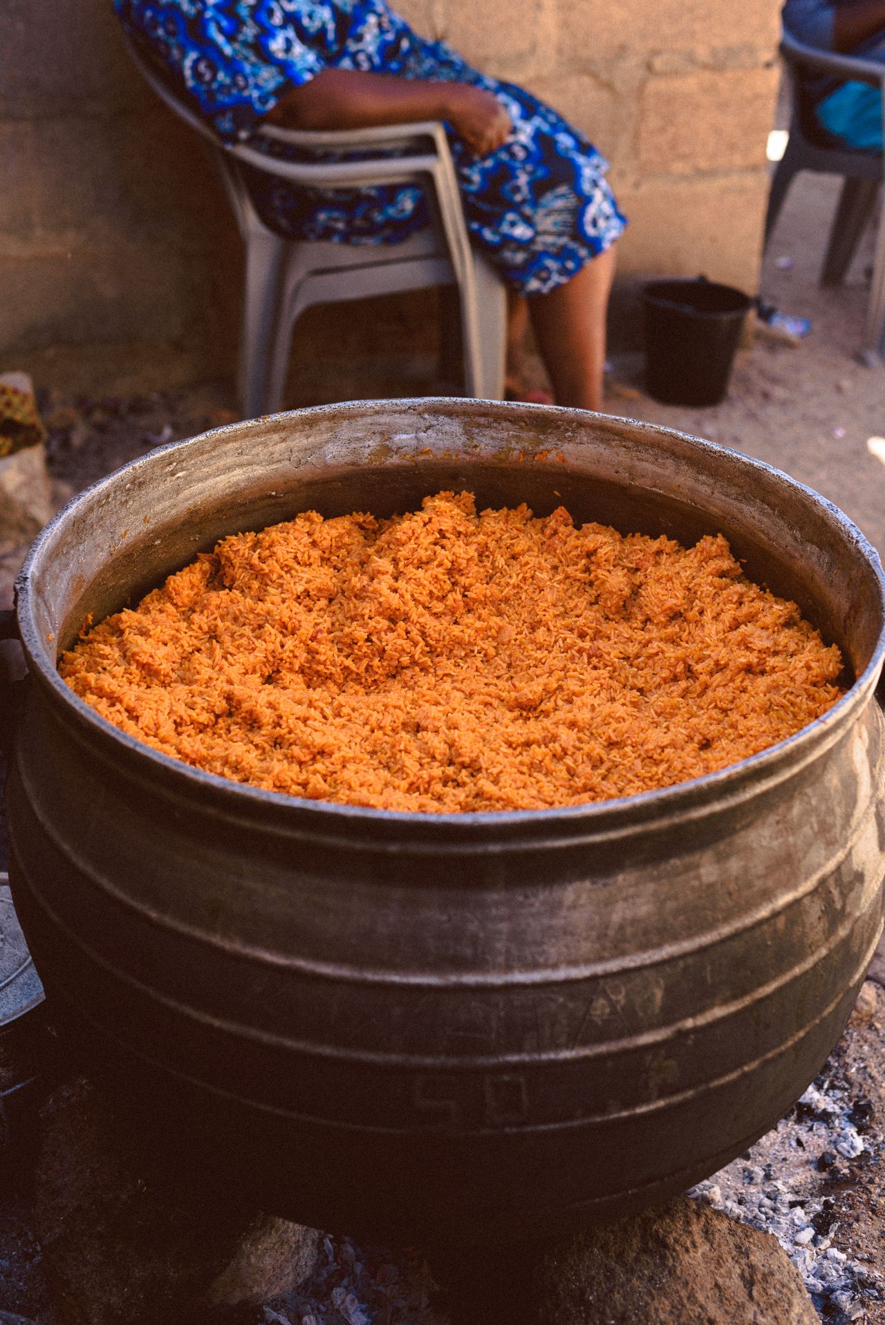 A plate of smoky Nigerian jollof rice